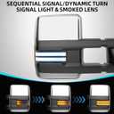 Smoked Lens Sequential Signal Tow Mirrors Compatible with 2007-2021 Toyota Tundra & 2008-2017 Toyota Sequoia, Heated Extended Trailer Towing Side Mirror w/Backup Light(w/o BSM), Chrome Housing