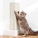 ENONCI Wall Corner Cat Scratcher | Cat Scratcher Wall Mounted with Faux Sisal & Carpet Pad, 23.6x11.8 Inch Furniture Protector for Indoor Cats to Protect Couches & Walls (Cream White)