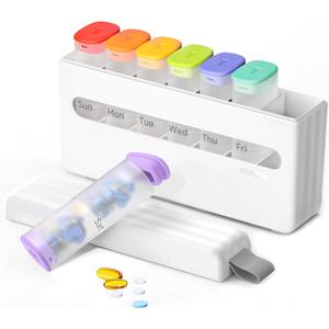 Weekly Pill Organizer 2 Times a Day - Am Pm Pill Box 7 Day, Large Twice Medicine Pill Case for Daily Medication, Vitamins, Fish Oils, Supplements Portable Week Pill Holder Container, Translucent White