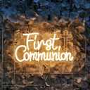 First Communion Neon Signs for Wall Decor, Neon LED Sign Baptism Decorations 1st Communion Decorations Primera Comunion First Holy Communion God Bless for Baptism Party, 13.3" x 7.7"
