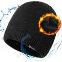 Oversized XL DryKnit Waterproof Merino Wool Blend Beanie Fleece Lined Knit Hat for All-Weather Winter