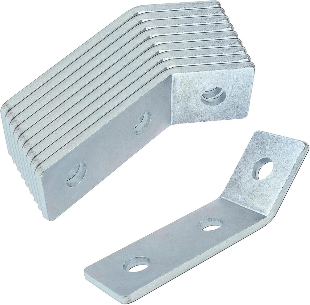 10 Pack 45 Degree Angle Bracket Fitting for 1-5/8" Strut Channel, 3 Hole Corner Brace Connector, 3/16" Thick