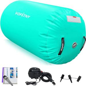 VOFiTNY Inflatable Gymnastics Air mat Tumbling Track with Air Barrel Octagon Mat with Pump for Home/Gym (4'L x 3'D, Mint)