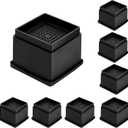 Bed Risers 2 inch, Set of 8, Adjustable Bed Furniture Risers 1, 2 or 3 inch, Heavy Duty Bed Lifts Risers with Rubber Pad for Sofa, Bed, Table, Couch & Chair (Black)