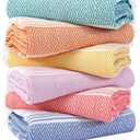 Genovega 6 Packs Oversized Turkish Beach Towels Set Bulk 74"x38" Extra Large Quick Dry Sand Free Light Swim Bath Camping Pool Towel Travel Blanket Essentials Cruise Accessories Adult Vacation Stuff