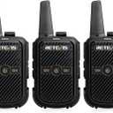 Retevis RT15 Mini Walkie Talkies for Adults, Small Portable 2 Way Radios, Low Battery Warning, VOX, Compact, Walky Talky Rechargeable for Warehouse Camping Hiking Outdoor Trip Family Travel(3 Pack) (black)