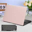 Funut for MacBook Air 13.6 inch Case M5 M4 M3 M2 2022-2024 2025 2026 Release A3449 A3240 A3113 A2681 with Touch ID, MacBook Air 13 M5 Crocodile Leather Hard Shell Case & Keyboard Cover,Pink