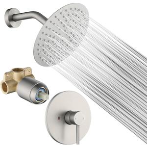 Shower Faucet Set Bathroom 8 Inch Rainfall Shower Head and Handle Set Stainless Steel Single Function Shower Trim Kit with Rough-in Valve