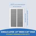 14x20 Return Air Grille(Duct Opening Size),Air Return Vent Cover,Flat Return Air Grilles,Cold Air Return Vent Cover,14x20 Air Return Grille,Outer Dimensions:15.75"Wx21.75"H(14"W x 20"H, Duct Opening)