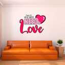 Wall Decal All You Need is Love Beautiful Love Wall Sticker All You Need is Love Cute Lettering with Heart Removable - Size: 30 in(W) x 27 in(H) (Multi)