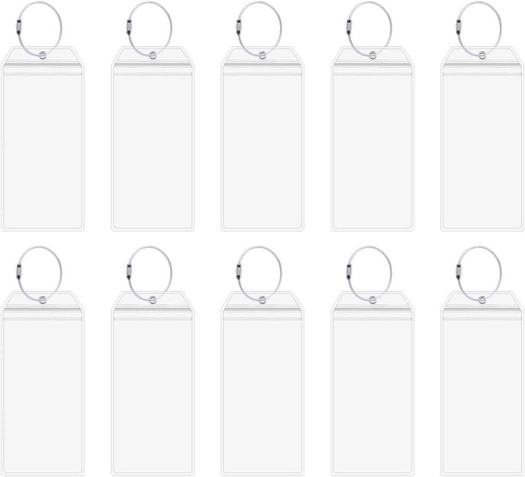10Pack Waterproof Cruise Tags Holder for Luggage E-Tags Suitable for Cruise Travel,Transparent with Steel Loops (10pack Tags)