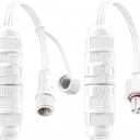 Waterproof Wire Connector for Govee Permanent Outdoor Lights, Compatible with Govee H705A H705B H705C H706A H706B H706C, IP68 3Pin Wire Connector for Spot String Lights, White (2 Pack)