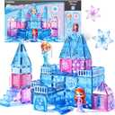 GobiDex Magnetic Building Blocks Princess Castle with 2 Dolls & Stairs, STEM Magnetic Tiles Building Toys for Kids Ages 3-5 4-8, Magnets Sensory Toddler Toys Birthday Gifts for 3+ Year Old Girls Boys