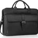 ESTARER Laptop Briefcase 15.6 Inch, Mens Briefcase for Business/Travel, Leather Computer Office Work Bag, Water Resistant Laptop Bag, Black