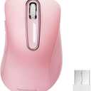 Memzuoix 2.4G Wireless Mouse, 1400 DPI Mobile Optical Cordless Mouse with USB Receiver, Portable Computer Mice for Laptop, PC, Desktop, MacBook, 5 Buttons (Pink)
