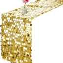 VHH Sequin Table Runner 12 x 108 inches Gold Table Runner, Glitter Runner for Party Wedding Birthday, Party Spring Easter Rustic, Birthday Supplies Decorations (1 Pack)