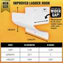White Ladder Hooks for Garage Wall - Step Ladder Holder Wall Mount - Step Stool Garage Wall Hanger
