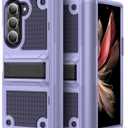 for Galaxy Z Fold 6 Case, Shockproof 2 in 1 Silicone Rubber with Hard PC Rugged Full Body Protection Phone Cover for Samsung Galaxy Z Fold 6, Navy Blue/Purple(YZ-83)
