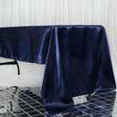 Rectangle Satin Tablecloth, 60"x126" Smooth Oblong Washable Table Cloth, Decorative Silky Fabric Table Cover for Wedding, Party, Banquet- Navy Blue