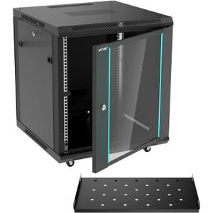 MT-VIKI 12U Server Cabinet Network Rack Vented Enclosure w/Moving Wheel, 0.8mm Thick Steel, 23.6 Deep (600mm), for 19'' IT Equipment, Included 1pcs 12'' Depth Rack Shelf
