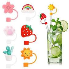 MANNA 9Pcs Straw Tip Insert Silicone Straw Tips Cover Reusable Drinking s Lids Cute Plugs for s Mixed Cap