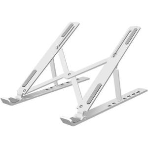 Adjustable Laptop Stand for Desk, Foldable Aluminum Laptop Holder with Cooling Design, Portable Laptop Riser for MacBook, Notebook, Tablet (White)