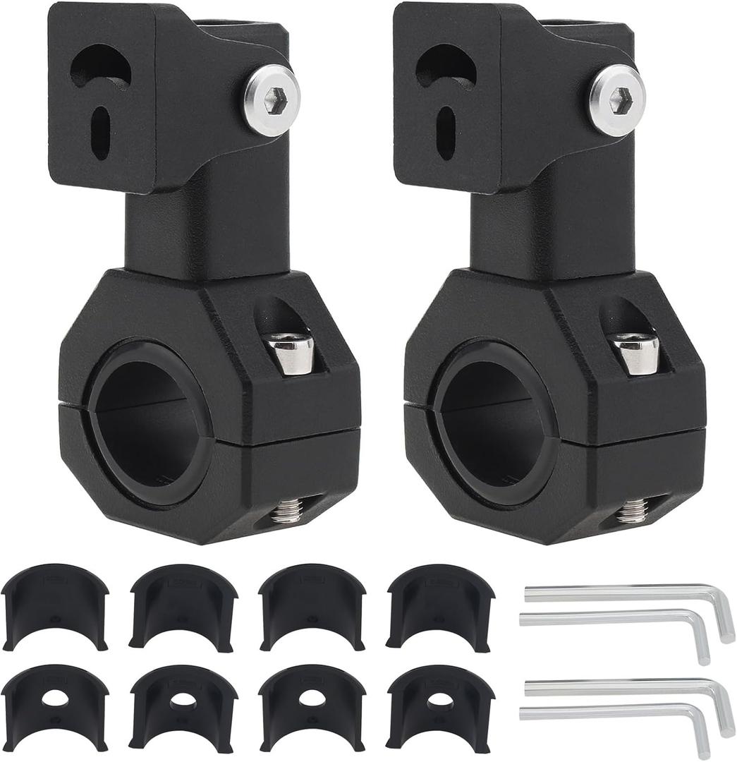 Windance 2pcs Aluminum Alloy Clamp Bracket for Driving Fog Lights Auxiliary Lights Mounting, 360 Degree Adjustment Horizontal Bull Bar Mounting Bracket