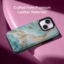 Goodon for iPhone 13 Case Wallet - Flip Folio Leather Cover with Trendy Floral Design, 3 Card Slots & Kickstand Function, Stylish Protective Phone Case for Women and Girls - Teal Gold Marble