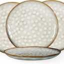 Henten Home Ceramic Dinner Plate Set, 11 Inch Porcelain Pizza, Pasta, Salad Plates, Irregular Shape Steak Plates Set of 4, Stoneware Serving Dishes for Kitchen (White)