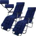 Kigley 2 Set 67'' x 21'' Chaise Lounge Cushions for Outside Bench Cushions for Outdoor Furniture Chaise Lounge Pads Outdoor with Headrest 8 Ties, Navy Blue, 67 x 21 x 3.2 inches