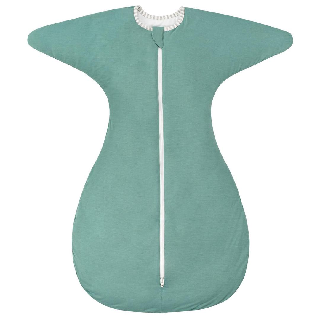 ZIGJOY Shark-Fin Transitional Swaddle for Newborn - 2.5 Tog Rayon Made from Bamboo Transition Swaddle Sleep Sack 3-6 Months Baby Arms Up Swaddle Blanket with 2-Way Zipper, Mint Green