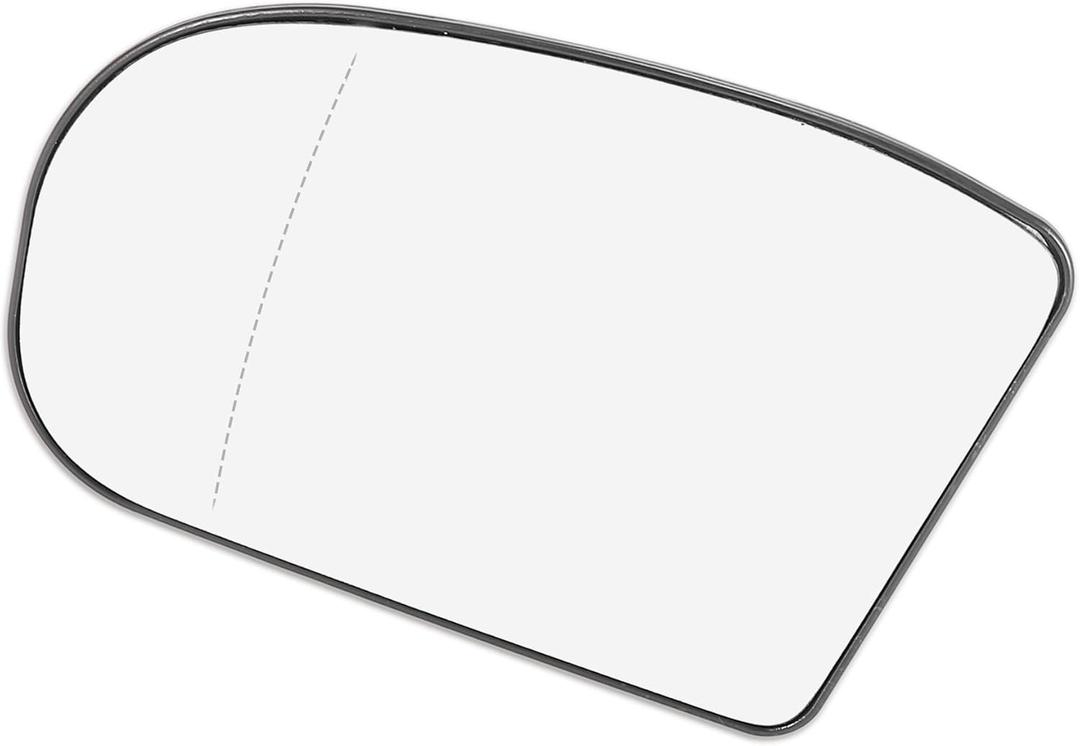 Motoforti Left Driver Side Heated Mirror Glass Replacement,for Mercedes-Benz E320 2003-2006,Real Glass,With Backing Plate,White Glass