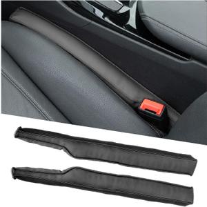 2 PCS Leather Car Seat Gap Filler, Seat Crevice Plug Blocker to Fill Gap Between Seat and Console, Universal Auto Seat Gap Filler Organizer Stops Things from Dropping (Black)