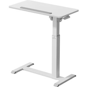 ONKRON Mobile Laptop Cart with Load up to 17.6 lbs, Height Adjustable Laptop Cart with Hidden Wheels - Tilting Portable Workstation/Overbed Bedside Table with Wheels/Rolling Desk for Couch White