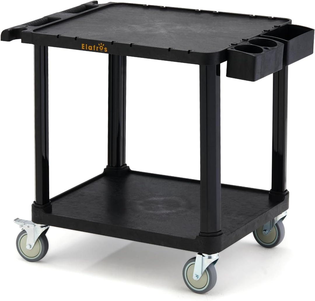 ELAFROS 2-Tier Low Profile Utility Cart, 27.8 x 18 x 26 in