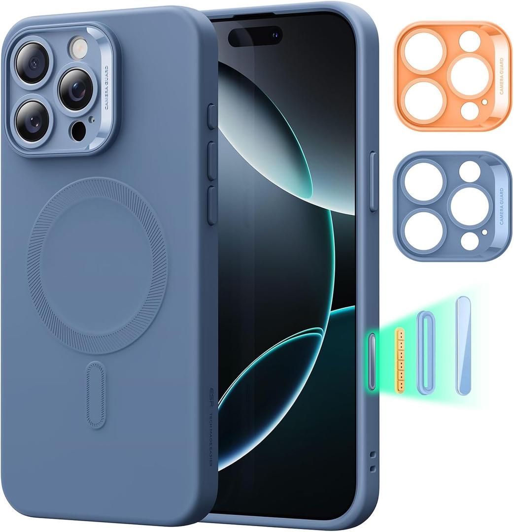 ESR for iPhone16 Pro Max Case with MagSafe, Supports Magnetic Charging, Smooth & Slim Silicone Case, Shockproof, Full Screen and Camera Protection, Soft Microfiber Lining,Light Blue