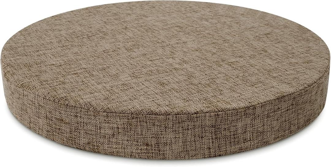 Tromlycs Round Chair Seat Cushion Pad 16 inch for Circle Stool Chairs Non Slip Decorative Foam Cushion Pillow, 1 Piece, 16 x 16 inches, Nature Linen
