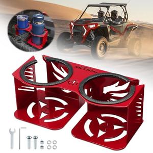 SKYJDM Cup Holder for Grab Bar, Passenger Grab Handle Drink Holder, UTV Cupholder Compatible with Polaris RZR XP 1000/XP Turbo/800/900 2008-2023, Fits Large Bottles & Mugs in 18-40 oz, Red