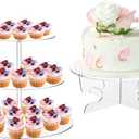2 Pcs Acrylic Cake and Cupcake Stand Combo Include 3 Tier Clear Dessert Display Stand 1 Tier Round Acrylic Cake Stand with Base for Wedding Baby Shower Party, Please Remove The Protective Film