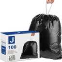 Code J 8-12 Gallon Heavy Duty Trash Bags 1.2 Mil THICK 40-50 Liter Compatible with Code J 100 Count (Pack of 1) Heavy Duty Black Garbage Can Liners