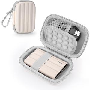 YINKE Case Compatible with Samsung T7 Shield/ T9 / T7 Touch Portable SSD USB 3.2 1TB, 2TB, 500GB, Hard EVA Portable Travel Storage Protective Cover (Beige)