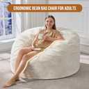 Hobestluk 4FT Bean Bag Chairs for Adults Large Beanbag Chair with Plush Faux Fur Cover Big Bean Bag Chair for Living Room Bedroom Dorm Office - White (44 x 44 x 24)
