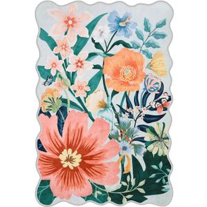 Wonnitar 2x3 Boho Bathroom Rugs Non Slip Washable, Blue Floral Small Area Rugs for Entryway, Low Pile Soft Door Mat Indoor Entrance Throw Carpet for Kitchen Bedside Laundry Room (Light Blue, 2'x3')