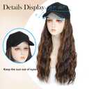 Synthetic Wig Hat with Natural Wave hair Extensions attached for woman Baseball cap wig mix brown curly wavy Hairstyle Adjustable Hat Wig (Mbrown, 22inch)