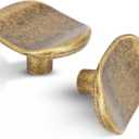 6 Pack Antique Brass zinc Alloy Solid Cabinet Knobs,Vintage Brass Single Hole Drawer Square knob Handles for Cabinets and Dresser Drawers Rustic