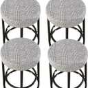 HFCNMY Stool Covers Round,4 Pack Stretch Round Bar Stool Covers Washable Bar Stool Seat Covers Stool Cushion Slipcover Elastic Bar Chair Covers for 13-20 Inch Chair (Light Gray)