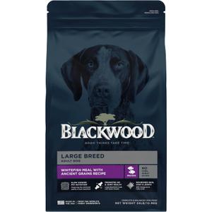 Blackwood Large Breed Dry Dog Food, Whitefish with Ancient Grains, 24 Pound Bag for Adult Dogs, Slow Cooked with Green Mussels to Promote Hip & Joint Health