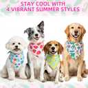 PAWCHIE Dog Cooling Bandana 4 Pcs, Summer Dog Bandanas Kerchief Set Reversible Triangle Bibs,Adjustable Soft Cute Square for Summer Puppy Small Medium Large Pets Costume Accessories, Fruit Style XL