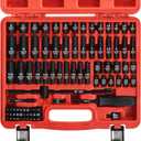 1/4" Socket Set 85 Piece, Metric Shallow/Deep Sockets (4-15mm) and SAE Shallow/Deep Sockets (5/32-9/16), Screwdriver Bit Set, Tool Kit for Home Use and Automotive Repair