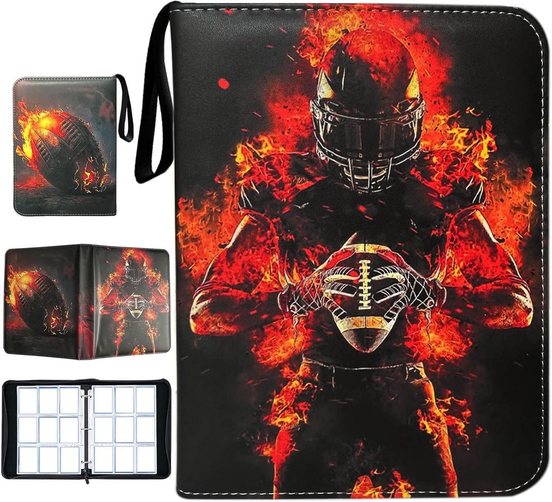 Football Card Binder with Sleeves,900 Pockets Football Card Holder Protectors Albums, Card Storage Organizer Case Compatible with Trading Card and Other Sports Cards